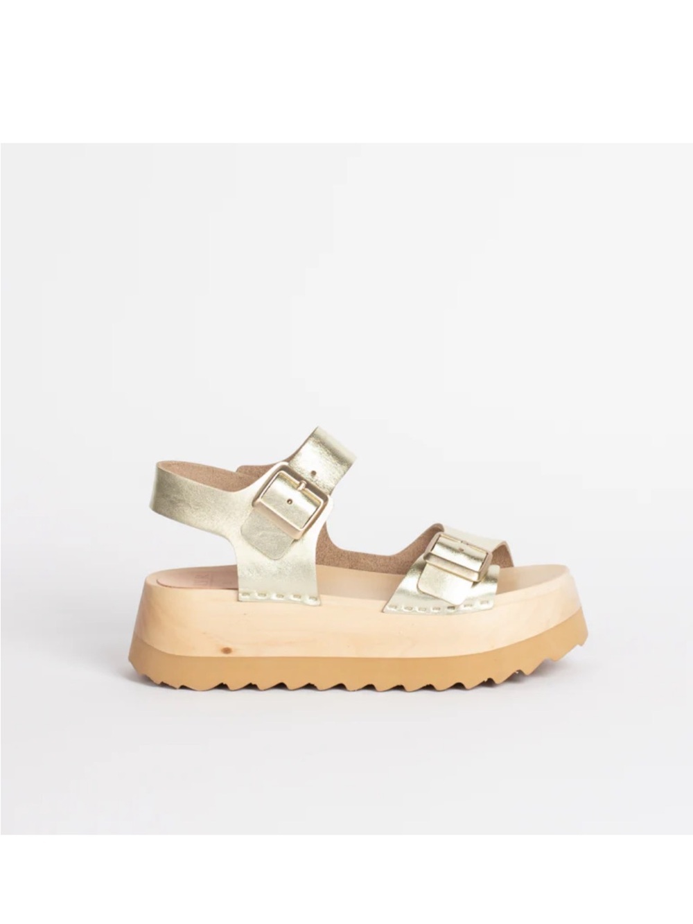 Bryr Gigi Metallic Gold Platform Sandals with Buckle Straps